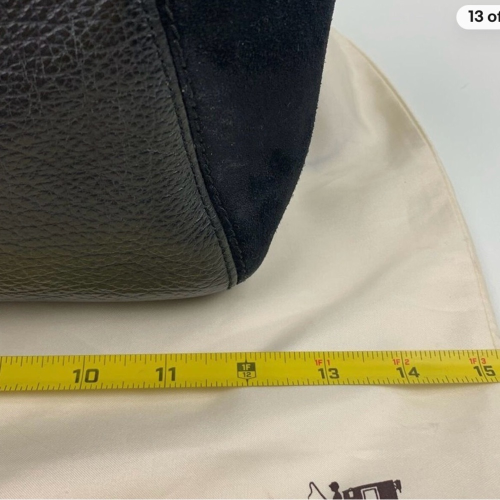 Coach Black Leather and Suede Shoulder Bag with Gold Hardware - Picture 14 of 16